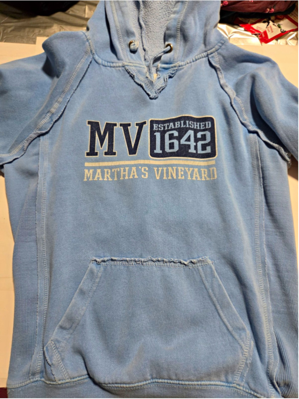 Ocean Drive Athletics Martha's Vineyard MV 1642 Hoodie Sweatshirt Blue Large